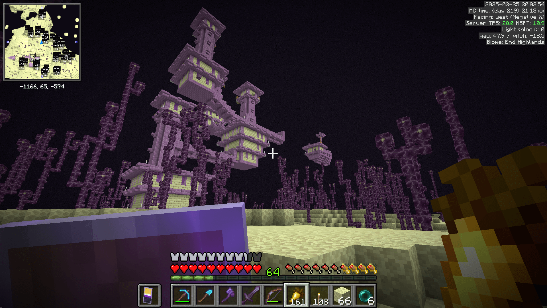 A modest sized end city with an end ship.