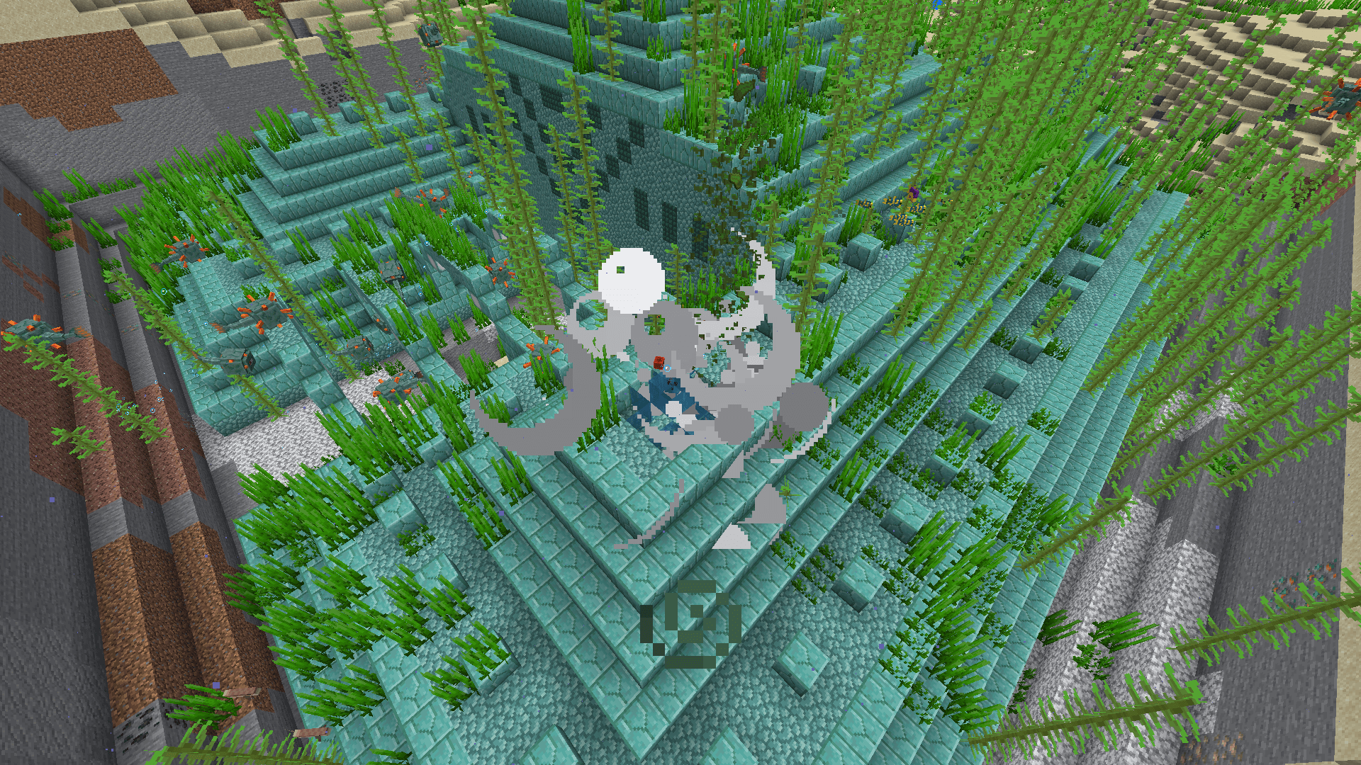 Mmm, delicious homemade TNT. Reminds me of that one time I bought a pie for my coworker. A TNT explosion opens up one of the wings of the ocean monument.