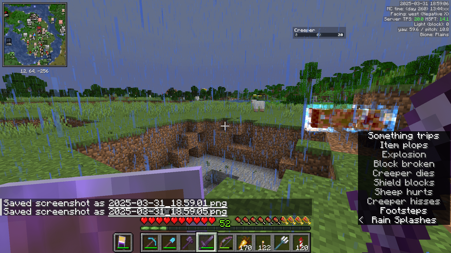 Dishonourably discharged! A dead charged creeper falls away from a large explosion crater.
