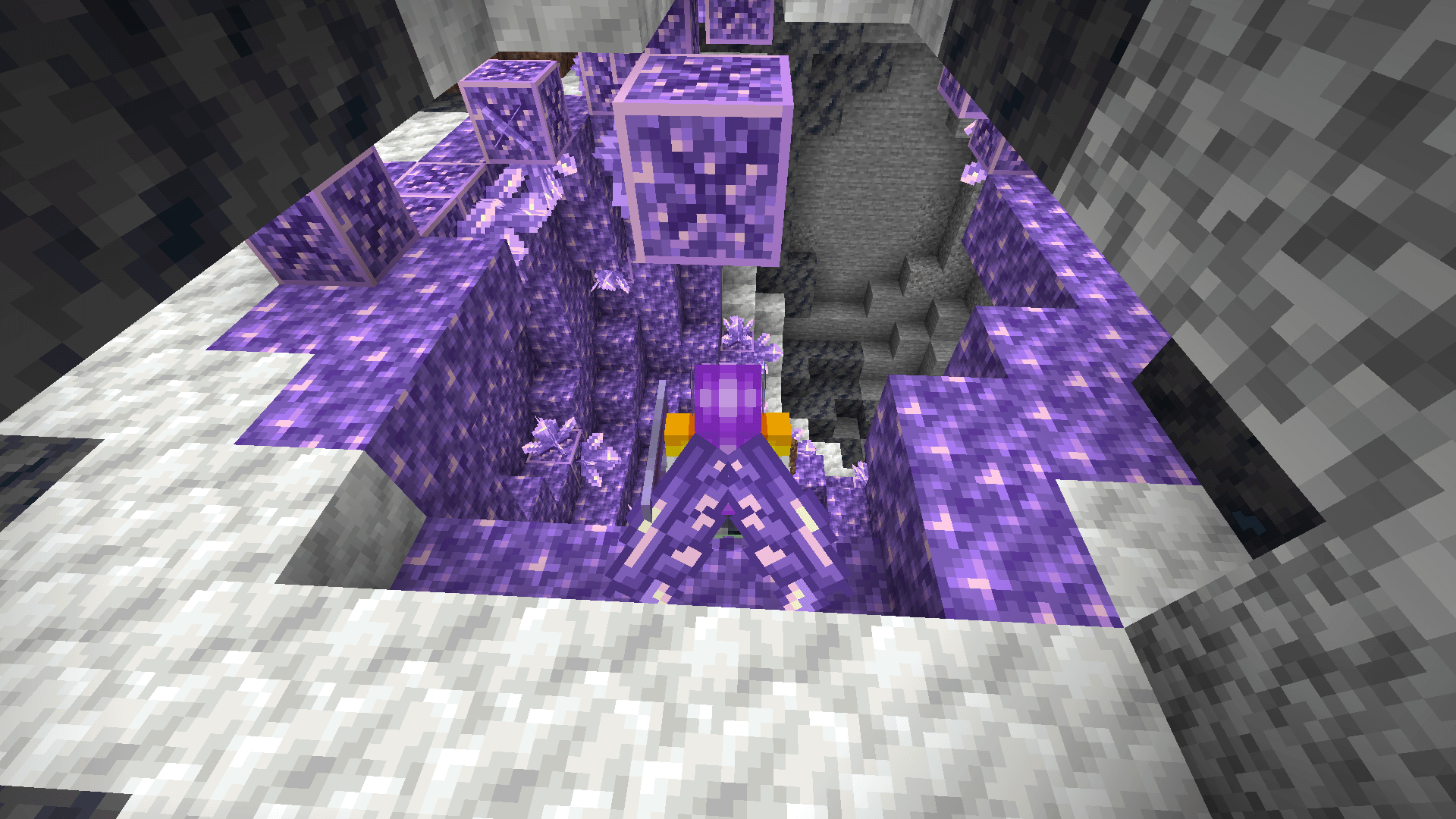 Get those Among Us memes out of your system now. PURPLE SUS! Excavating an amethyst geode layer by layer, from the top down.