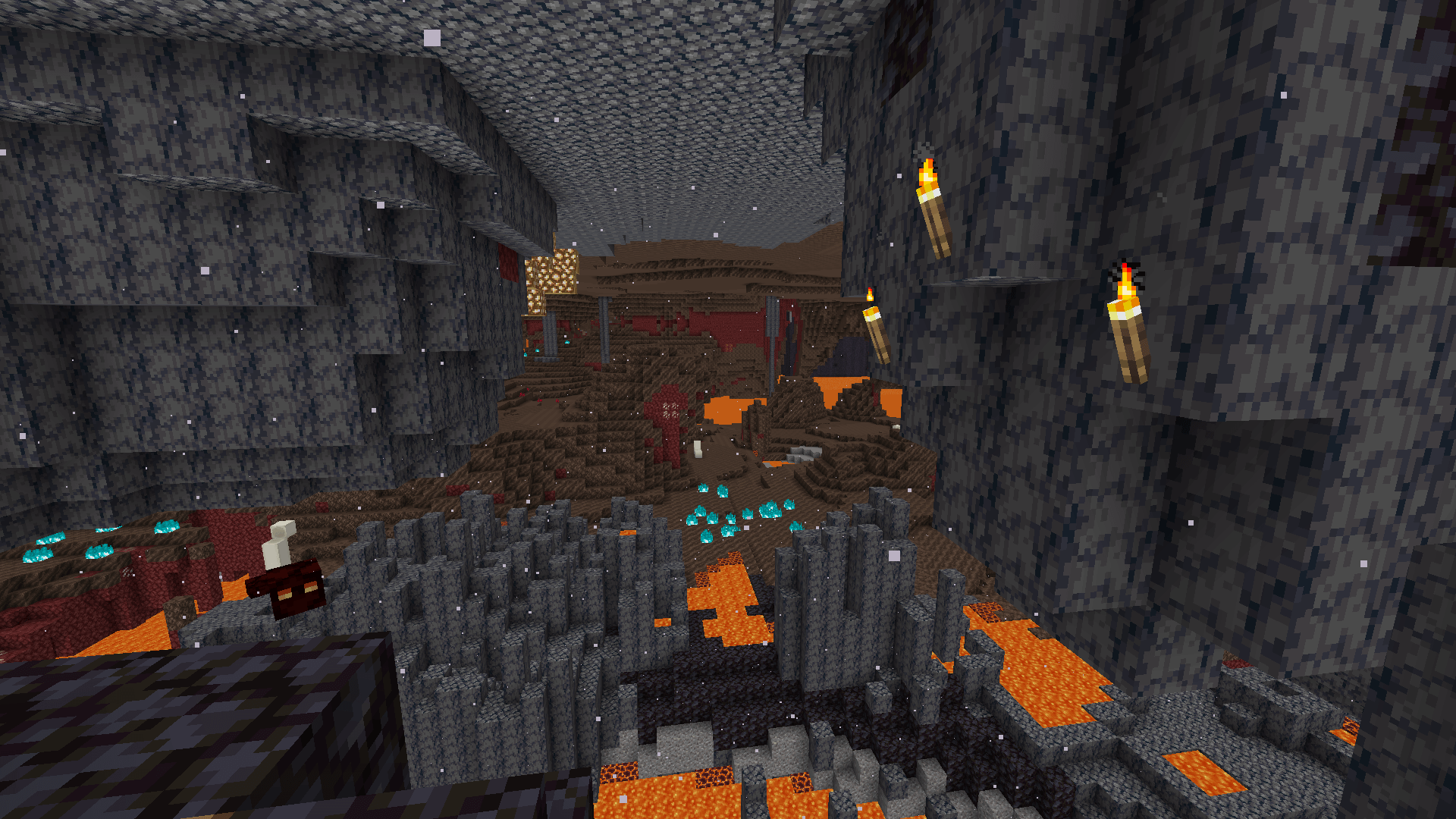 A semi-enclosed, elevated area of basalt deltas, opening out into a wide soul sand valley.