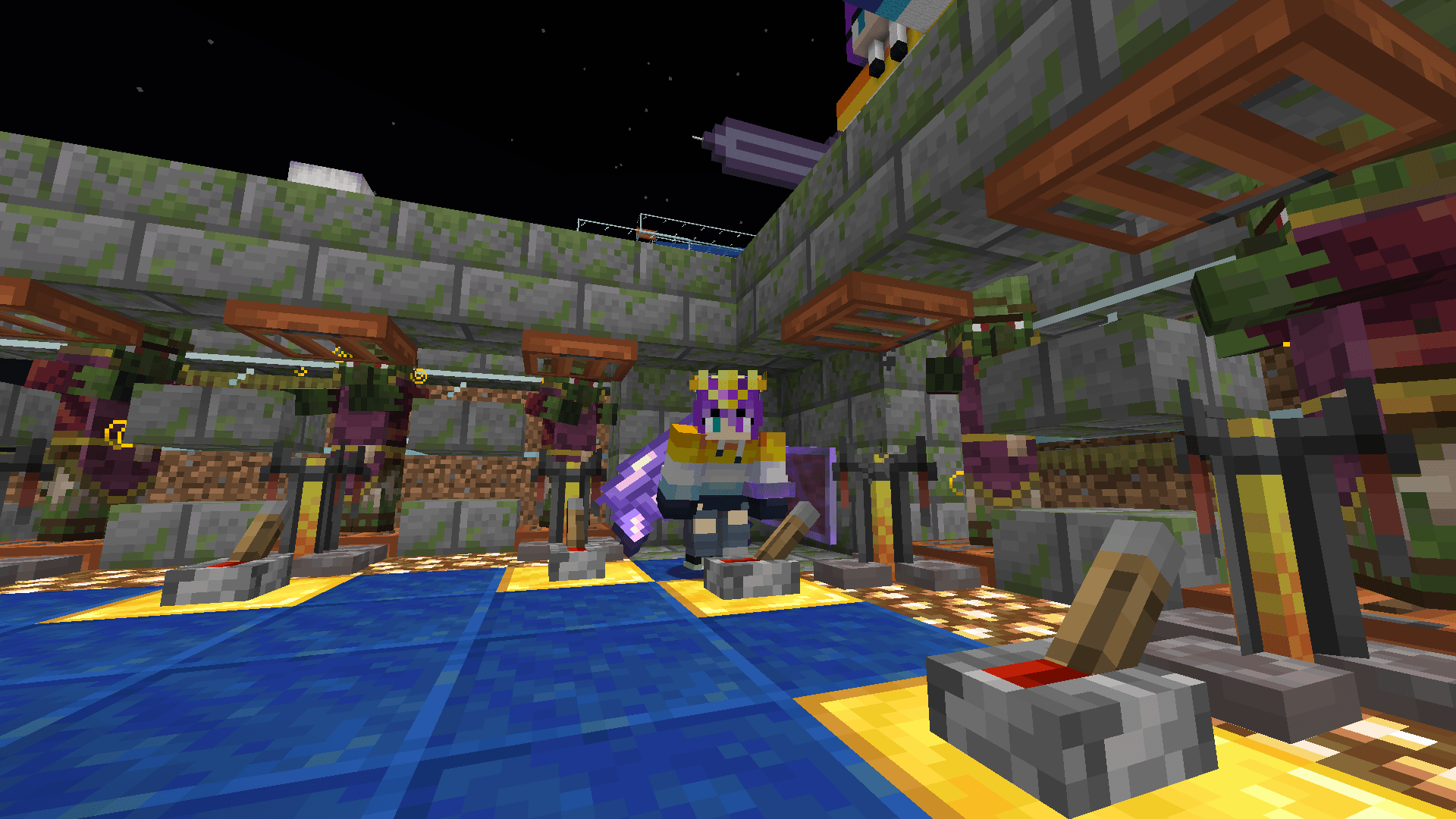 Ela stands among a group of zombie clerics, which are in the process of curing, as indicated by yellow effect particles.