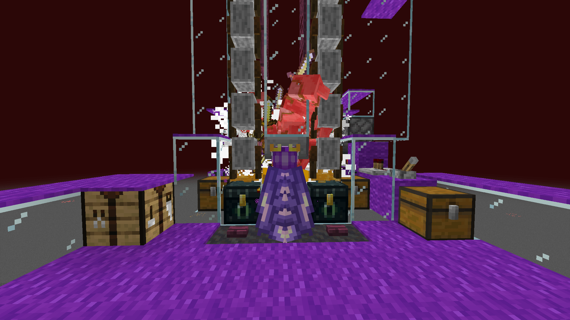 Ela brings down several zombified piglins with a single swing of their netherite sword.