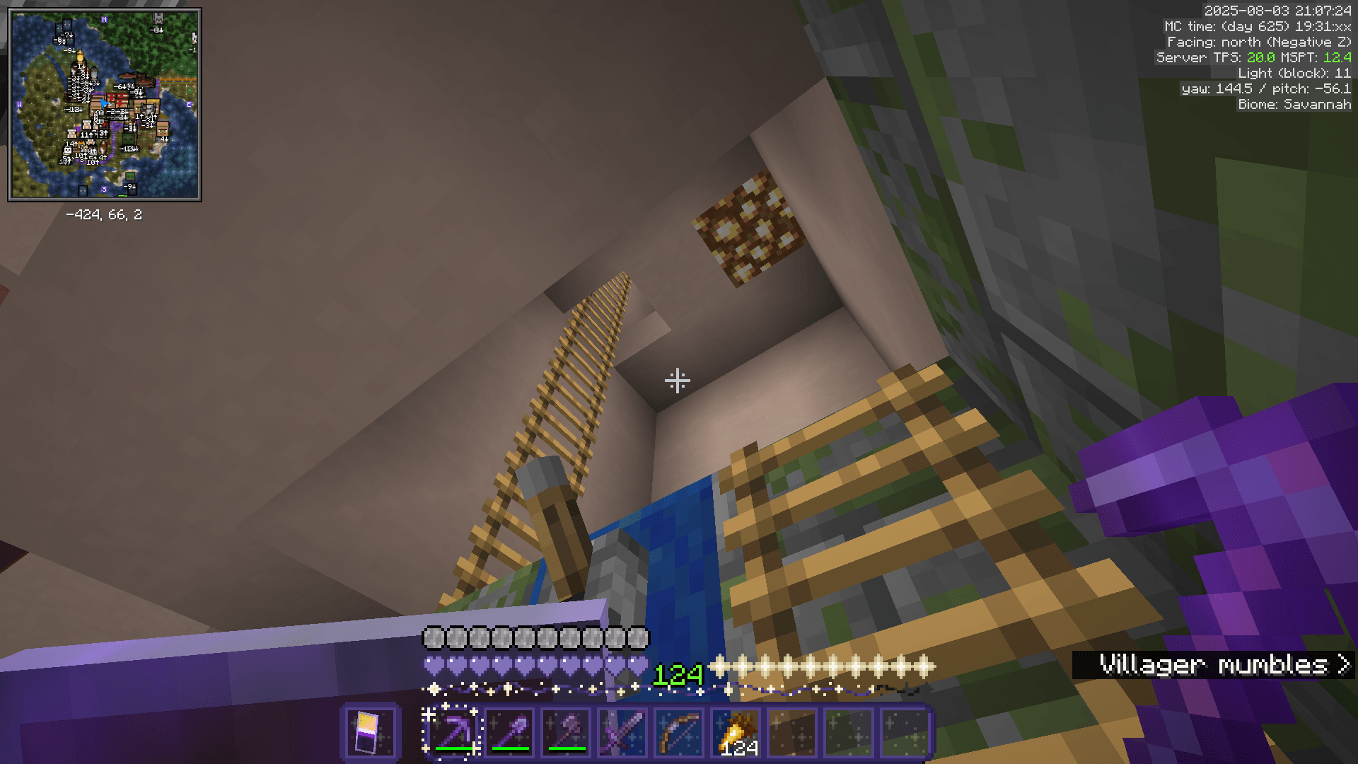 A series of ladders leading up the church interior.