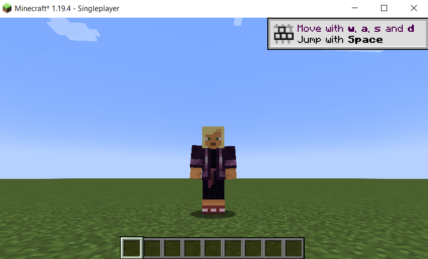 Kai, one of the default Minecraft characters, stands in a Superflat field.