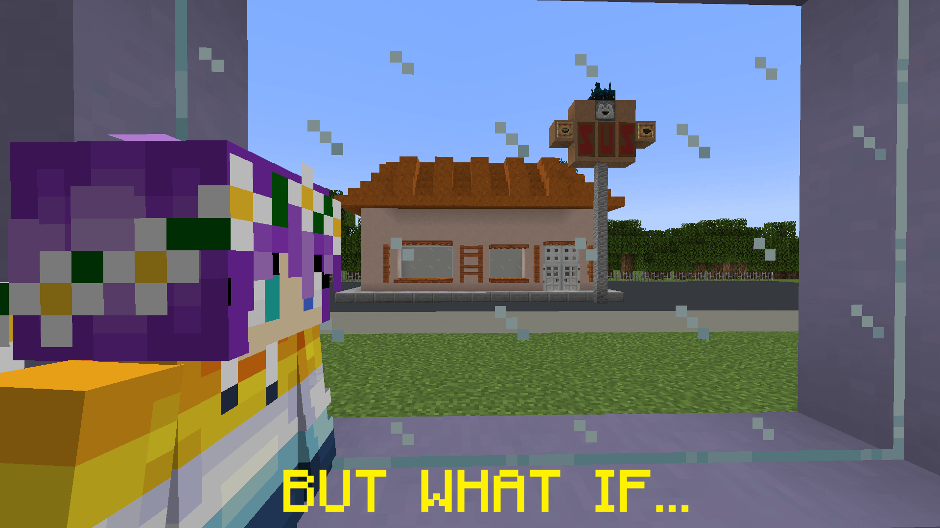 A recreation of the 'Steamed Hams' scene, with Ela looking out of a window at a restaurant.