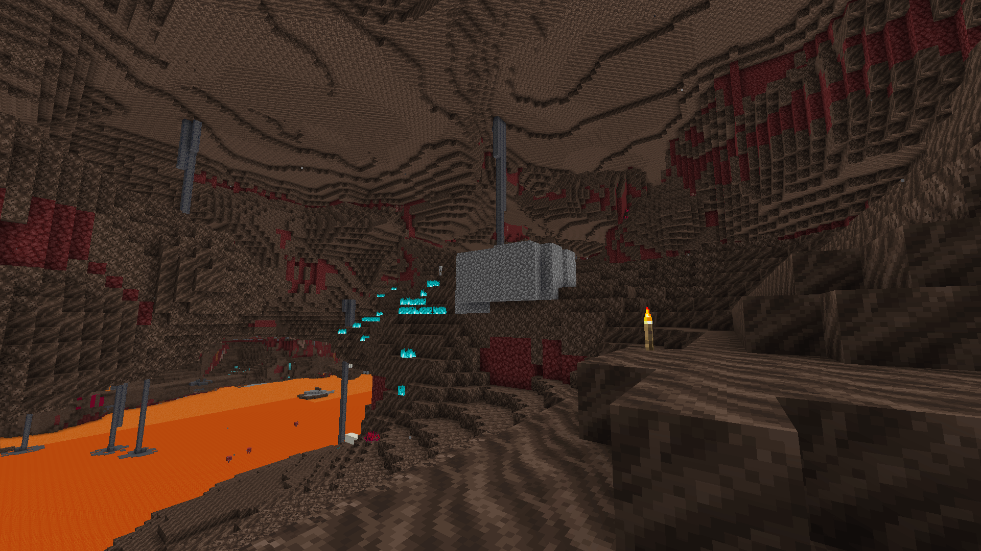 Prime oceanfront real estate! A cobblestone structure in a soul sand valley biome.