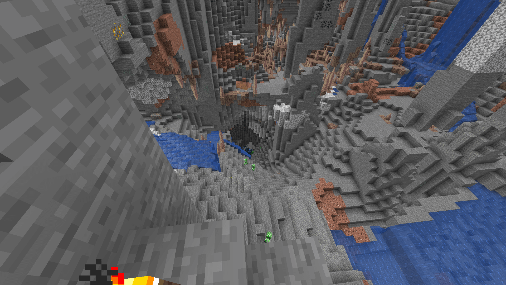 Actually... I don't wanna know any more D: A large cavern with a vertical drop to deepslate and sculk at the centre of view.