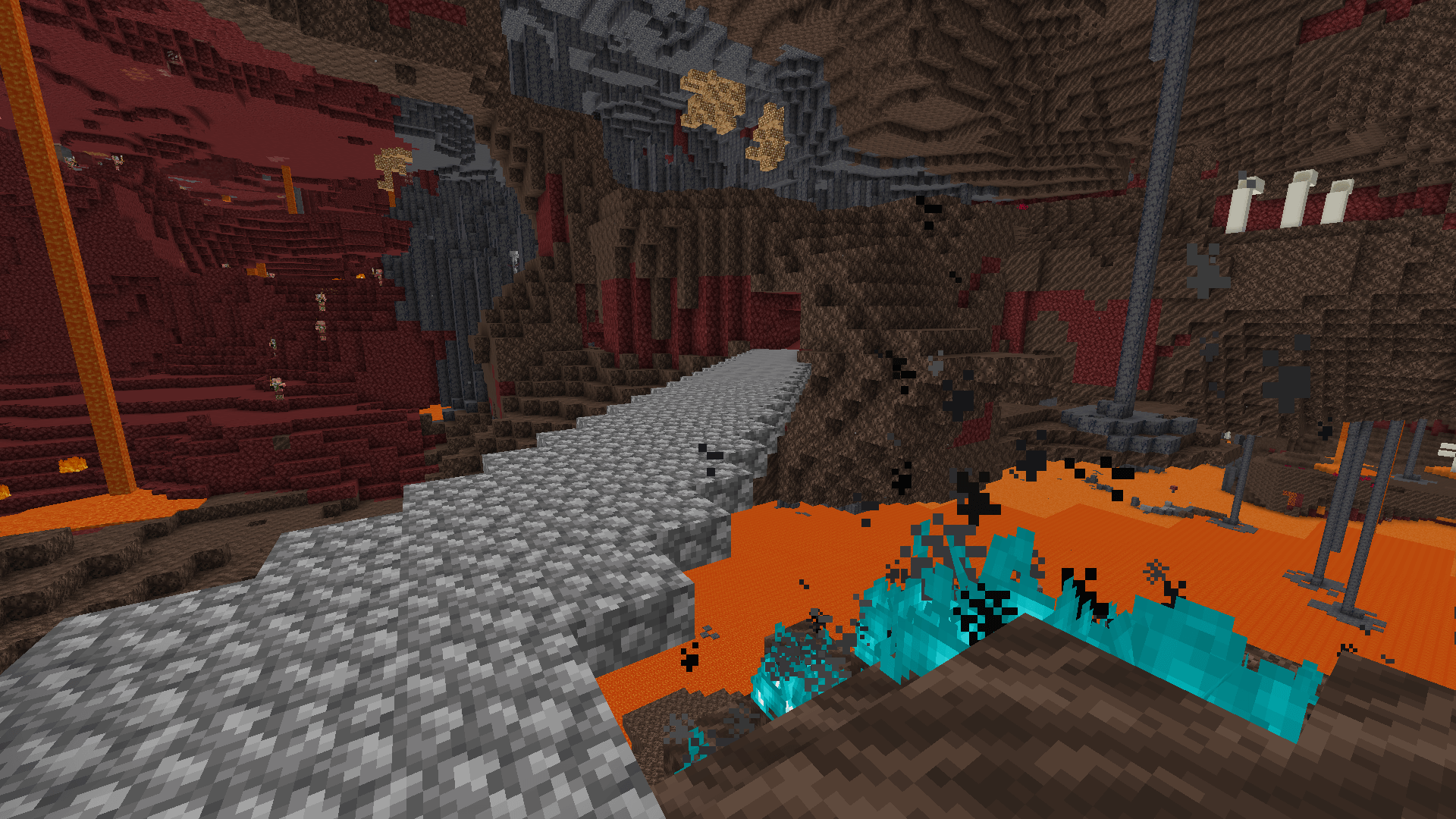 It's safe, trust me. Ok fine, I'll go first... A cobble slab bridge over a chasm in the nether.