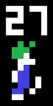 Yippee! Lemmings pixel art sprite with the number 27 above